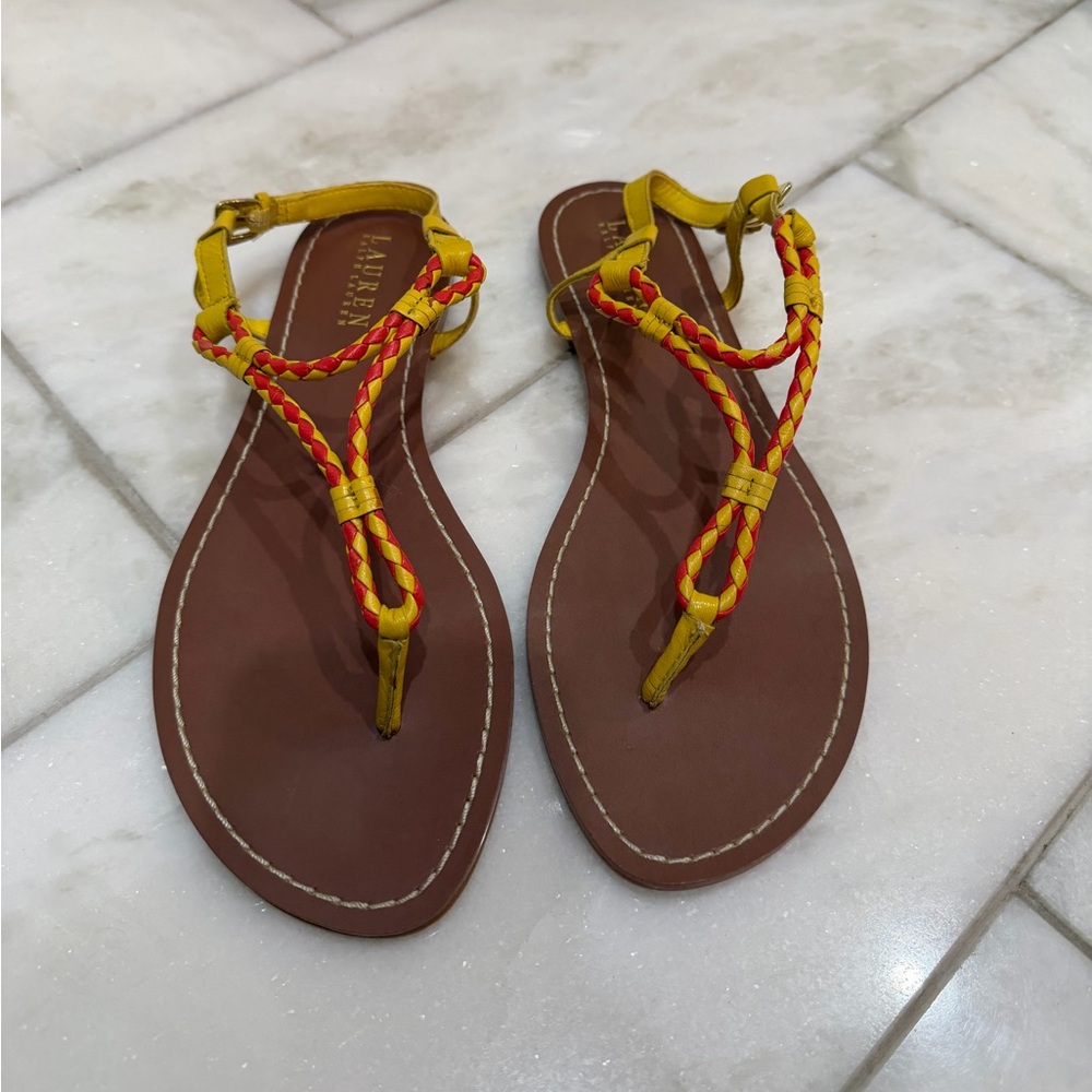 NWT Size 9.5 Ralph Lauren Braided Leather Sandals